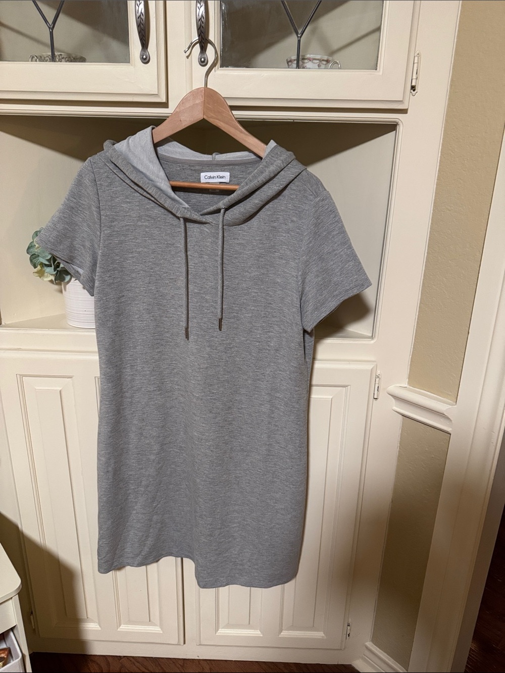 Calvin Klein Heather Gray Short Sleeve Hooded T-Shirt Dress